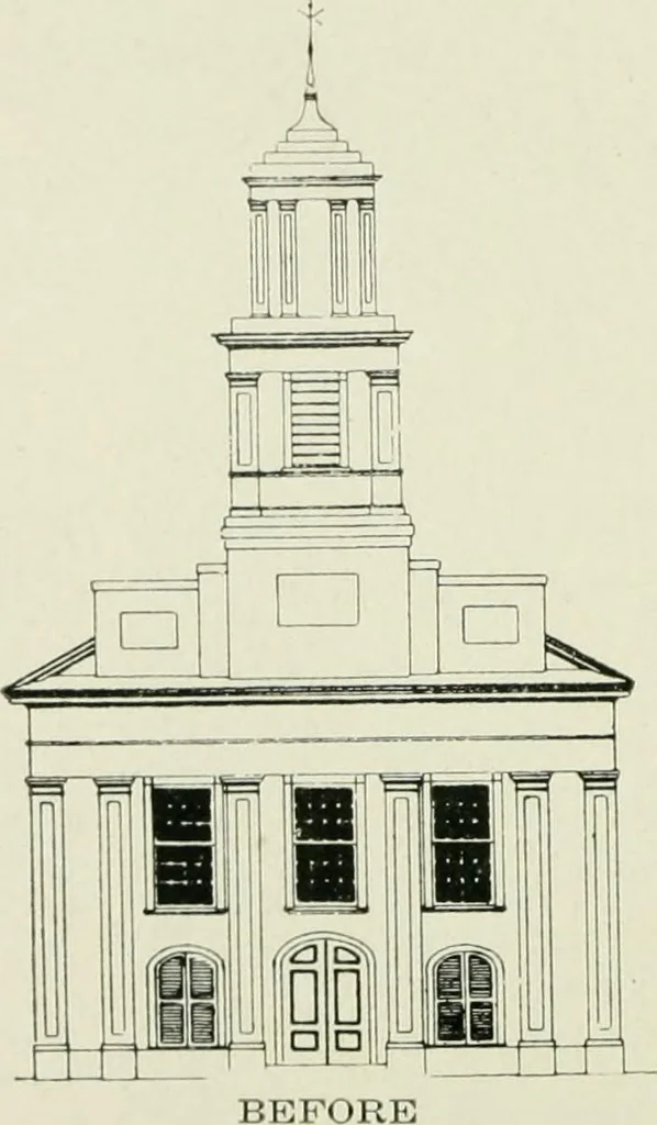 An illustration from Some old time meeting houses of the Connecticut Valley, 1911, leaf 173