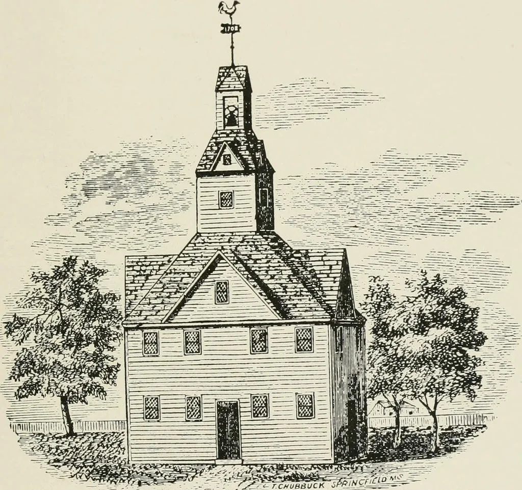 An illustration from Some old time meeting houses of the Connecticut Valley, 1911, leaf 188