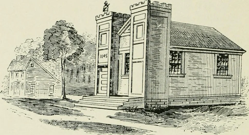 An illustration from Some old time meeting houses of the Connecticut Valley, 1911, leaf 77