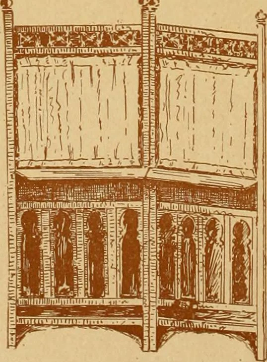 An illustration from Some pictures of quaint things which are sold at the sign of the "Popular Shop" : and a few words about making the house beautiful with homely material., 1898, leaf 27