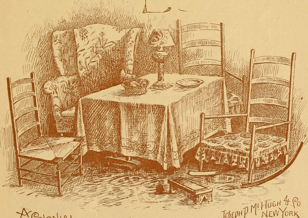 An illustration from Some pictures of quaint things which are sold at the sign of the "Popular Shop" : and a few words about making the house beautiful with homely material., 1898, leaf 28