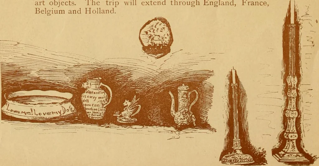 An illustration from Some pictures of quaint things which are sold at the sign of the "Popular Shop" : and a few words about making the house beautiful with homely material., 1898, leaf 31