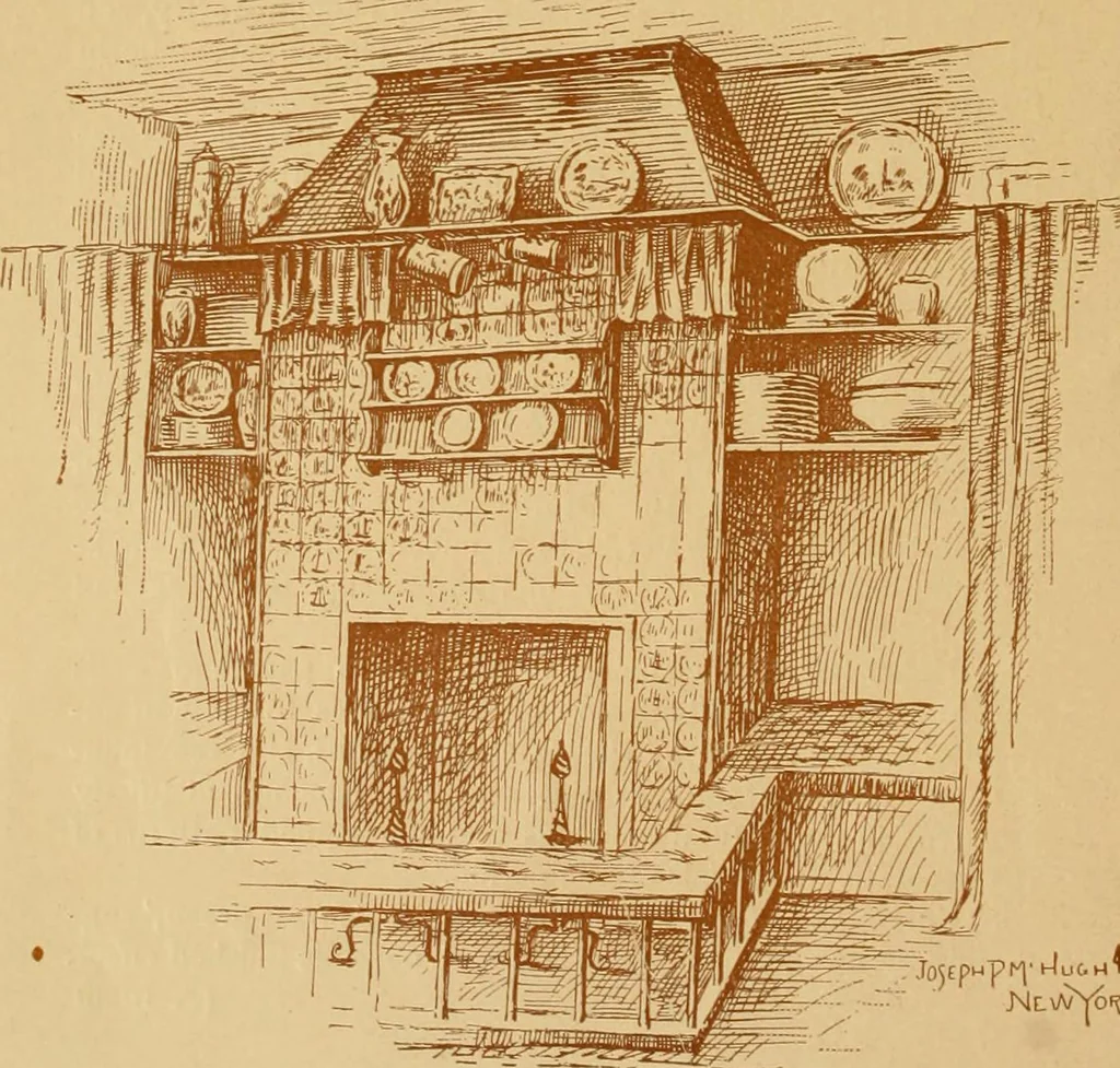 An illustration from Some pictures of quaint things which are sold at the sign of the "Popular Shop" : and a few words about making the house beautiful with homely material., 1898, leaf 5