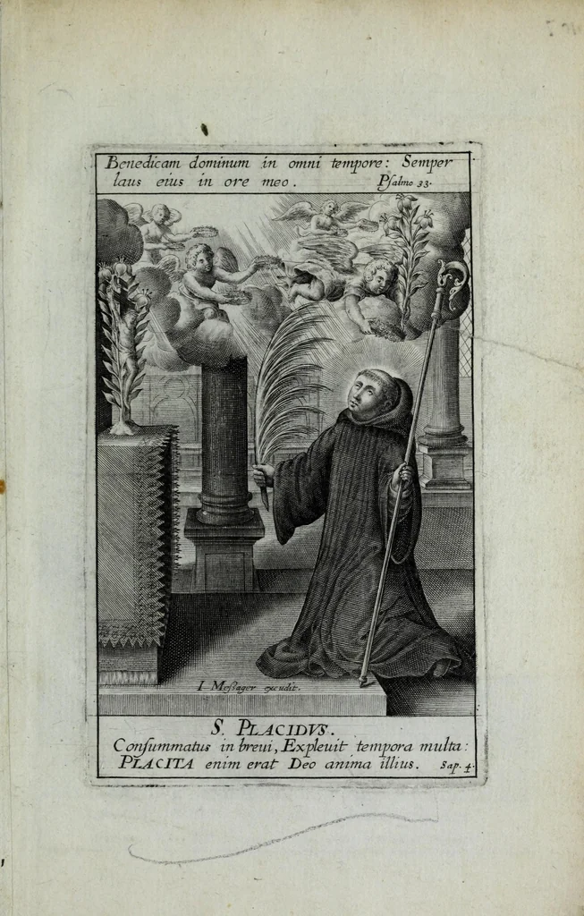 An illustration from Sommaire des principaux fondateurs et reformateurs des ordres religieux : auec leurs pourtraicts, ensemble leurs institution et confirmation, le tout dispose selon l'ordre des tempts, 1635, leaf 219