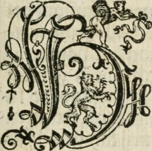 An illustration from Sommare beschrijuinghe vãde triumphelijcke incomst vanden doorluchtighen ende hooghgheboren aerts-hertoge Matthias : binnen die princelijcke stadt van Brussele : in t'iaer ons Heeren M.D.LXXVIII. den xviij dach Januarij : midtsgaders die tanneelen, poincten, figuren ende spectaculen, die inde voorseyde incompste (ter eeren van sijne doorluchticheyt) zijn verthoont ghevveest, met meer ander saken, die doen ter tijt gheschiet zijn, 1579, leaf 12