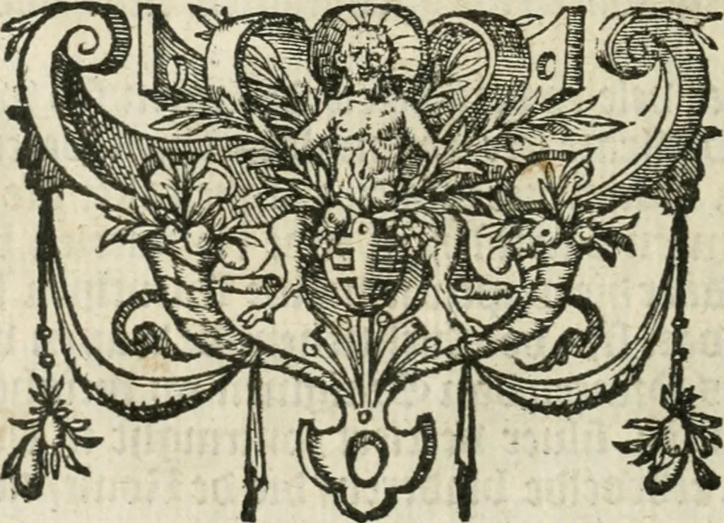 An illustration from Sommare beschrijuinghe vãde triumphelijcke incomst vanden doorluchtighen ende hooghgheboren aerts-hertoge Matthias : binnen die princelijcke stadt van Brussele : in t'iaer ons Heeren M.D.LXXVIII. den xviij dach Januarij : midtsgaders die tanneelen, poincten, figuren ende spectaculen, die inde voorseyde incompste (ter eeren van sijne doorluchticheyt) zijn verthoont ghevveest, met meer ander saken, die doen ter tijt gheschiet zijn, 1579, leaf 21