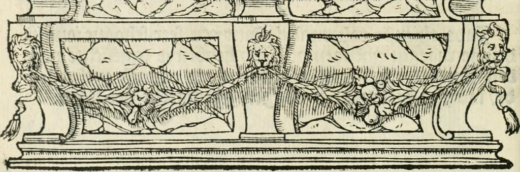 An illustration from Sommare beschrijuinghe vãde triumphelijcke incomst vanden doorluchtighen ende hooghgheboren aerts-hertoge Matthias : binnen die princelijcke stadt van Brussele : in t'iaer ons Heeren M.D.LXXVIII. den xviij dach Januarij : midtsgaders die tanneelen, poincten, figuren ende spectaculen, die inde voorseyde incompste (ter eeren van sijne doorluchticheyt) zijn verthoont ghevveest, met meer ander saken, die doen ter tijt gheschiet zijn, 1579, leaf 43