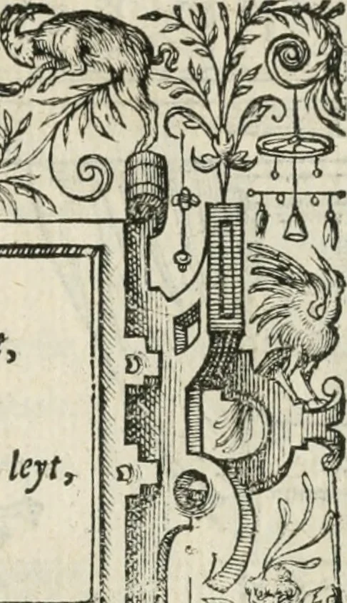 An illustration from Sommare beschrijuinghe vãde triumphelijcke incomst vanden doorluchtighen ende hooghgheboren aerts-hertoge Matthias : binnen die princelijcke stadt van Brussele : in t'iaer ons Heeren M.D.LXXVIII. den xviij dach Januarij : midtsgaders die tanneelen, poincten, figuren ende spectaculen, die inde voorseyde incompste (ter eeren van sijne doorluchticheyt) zijn verthoont ghevveest, met meer ander saken, die doen ter tijt gheschiet zijn, 1579, leaf 46