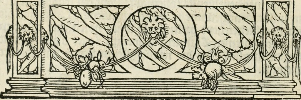 An illustration from Sommare beschrijuinghe vãde triumphelijcke incomst vanden doorluchtighen ende hooghgheboren aerts-hertoge Matthias : binnen die princelijcke stadt van Brussele : in t'iaer ons Heeren M.D.LXXVIII. den xviij dach Januarij : midtsgaders die tanneelen, poincten, figuren ende spectaculen, die inde voorseyde incompste (ter eeren van sijne doorluchticheyt) zijn verthoont ghevveest, met meer ander saken, die doen ter tijt gheschiet zijn, 1579, leaf 61