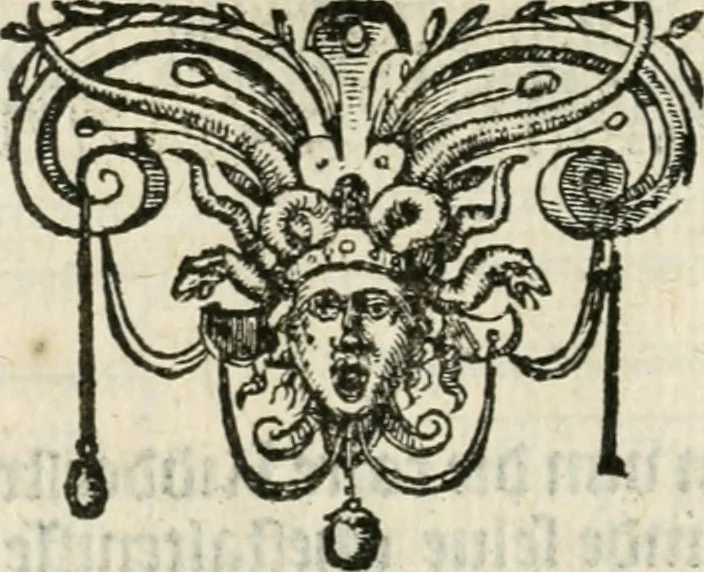 An illustration from Sommare beschrijuinghe vãde triumphelijcke incomst vanden doorluchtighen ende hooghgheboren aerts-hertoge Matthias : binnen die princelijcke stadt van Brussele : in t'iaer ons Heeren M.D.LXXVIII. den xviij dach Januarij : midtsgaders die tanneelen, poincten, figuren ende spectaculen, die inde voorseyde incompste (ter eeren van sijne doorluchticheyt) zijn verthoont ghevveest, met meer ander saken, die doen ter tijt gheschiet zijn, 1579, leaf 77