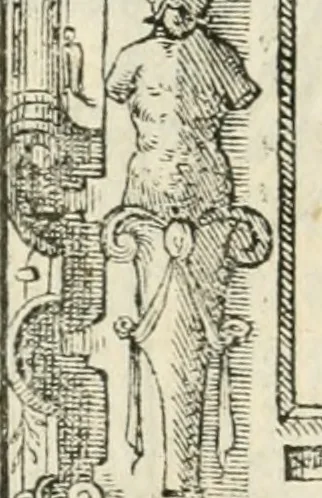 An illustration from Sommare beschrijuinghe vãde triumphelijcke incomst vanden doorluchtighen ende hooghgheboren aerts-hertoge Matthias : binnen die princelijcke stadt van Brussele : in t'iaer ons Heeren M.D.LXXVIII. den xviij dach Januarij : midtsgaders die tanneelen, poincten, figuren ende spectaculen, die inde voorseyde incompste (ter eeren van sijne doorluchticheyt) zijn verthoont ghevveest, met meer ander saken, die doen ter tijt gheschiet zijn, 1579, leaf 97