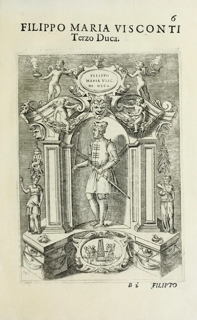 An illustration from Sommario delle vite de' dvchi di Milano, cosi Visconti, come Sforzeschi, 1584, leaf 19