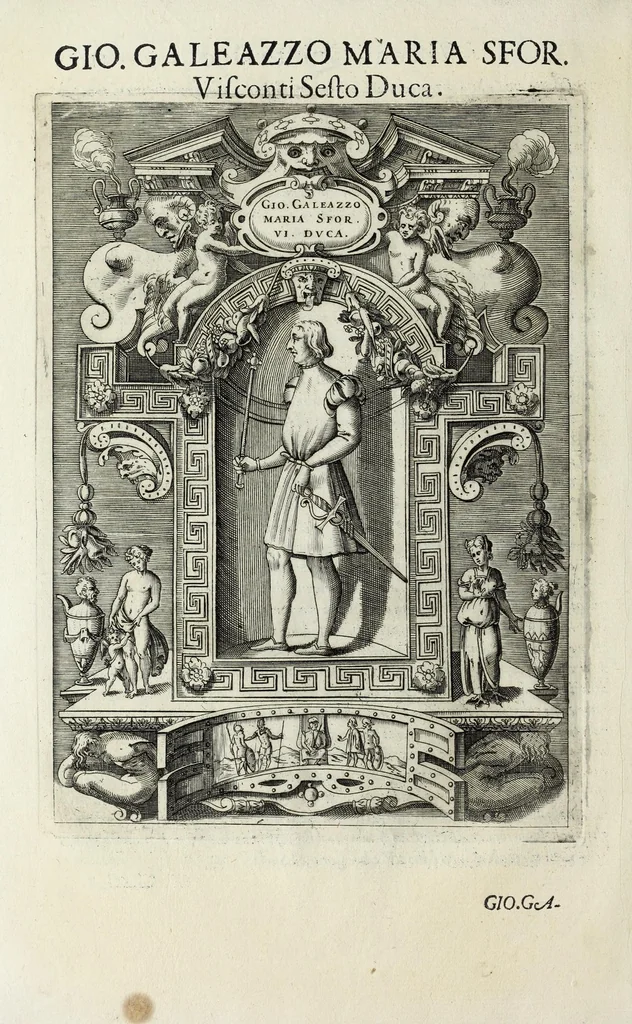 An illustration from Sommario delle vite de' dvchi di Milano, cosi Visconti, come Sforzeschi, 1584, leaf 30