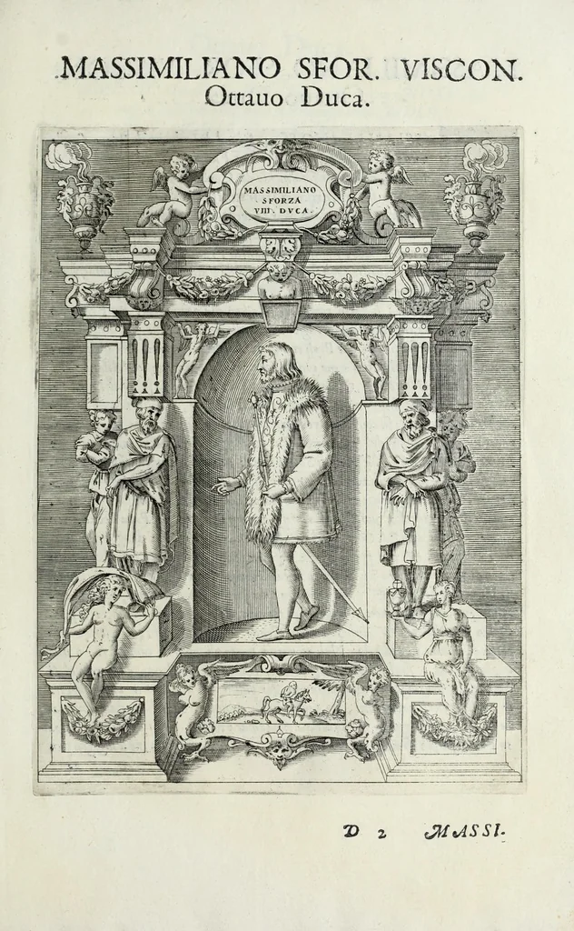 An illustration from Sommario delle vite de' dvchi di Milano, cosi Visconti, come Sforzeschi, 1584, leaf 35