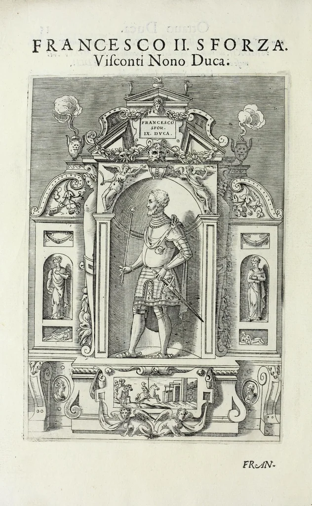 An illustration from Sommario delle vite de' dvchi di Milano, cosi Visconti, come Sforzeschi, 1584, leaf 38