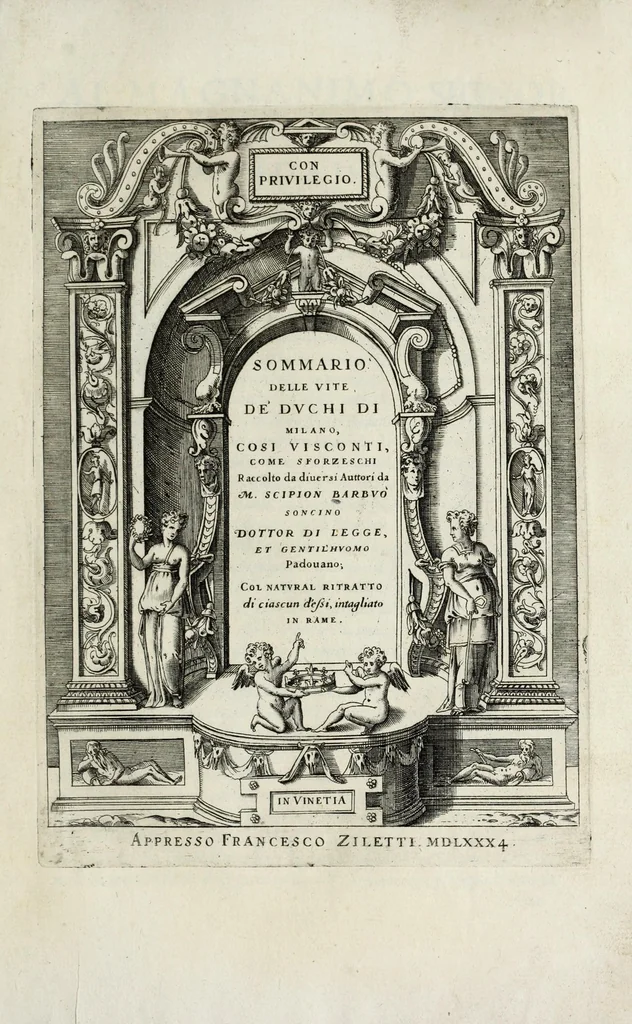 An illustration from Sommario delle vite de' dvchi di Milano, cosi Visconti, come Sforzeschi, 1584, leaf 5