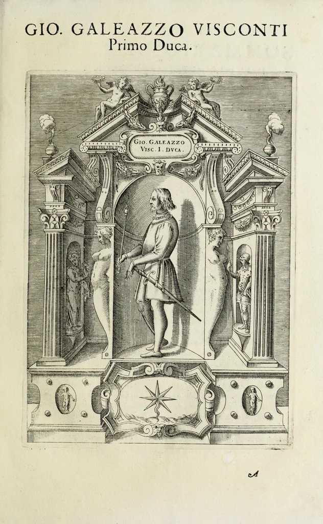 An illustration from Sommario delle vite de' dvchi di Milano, cosi Visconti, come Sforzeschi, 1584, leaf 9