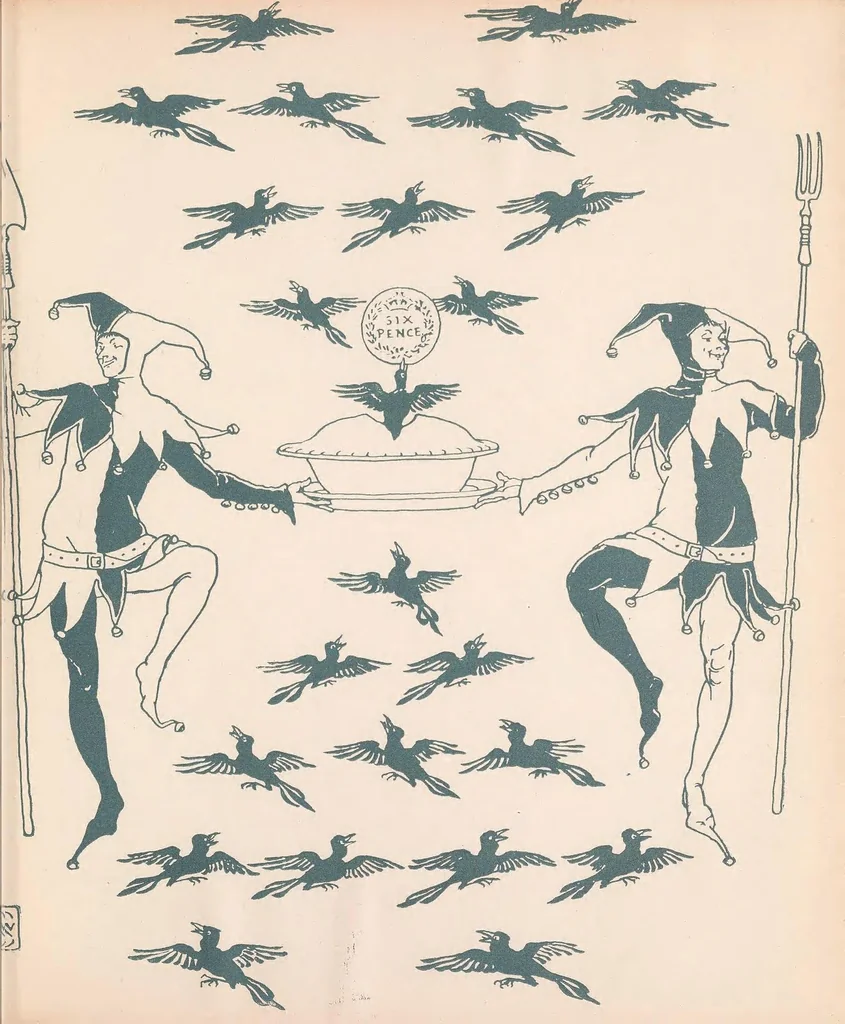 An illustration from The song of sixpence picture book : containing Sing a song of sixpence, Princess Belle Etoile, An alphabet of old friends, 1909, leaf 31
