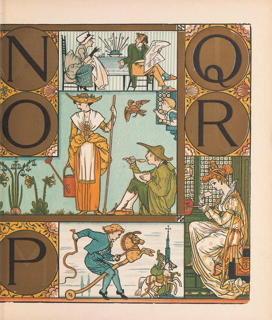An illustration from The song of sixpence picture book : containing Sing a song of sixpence, Princess Belle Etoile, An alphabet of old friends, 1909, leaf 75