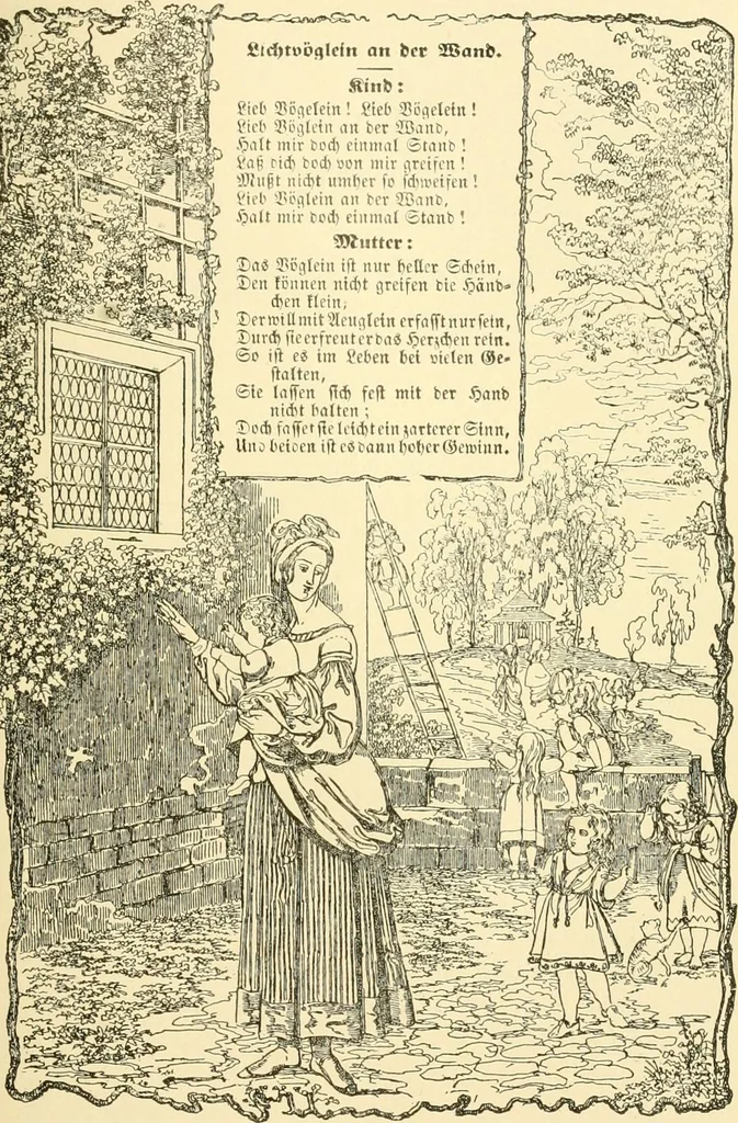 An illustration from The songs and music of Friedrich Froebel's Mother play (Mutter und kose lieder), 1901, leaf 102