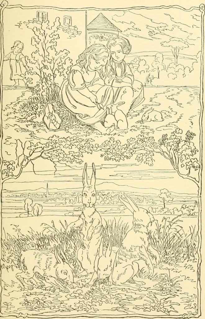 An illustration from The songs and music of Friedrich Froebel's Mother play (Mutter und kose lieder), 1901, leaf 108