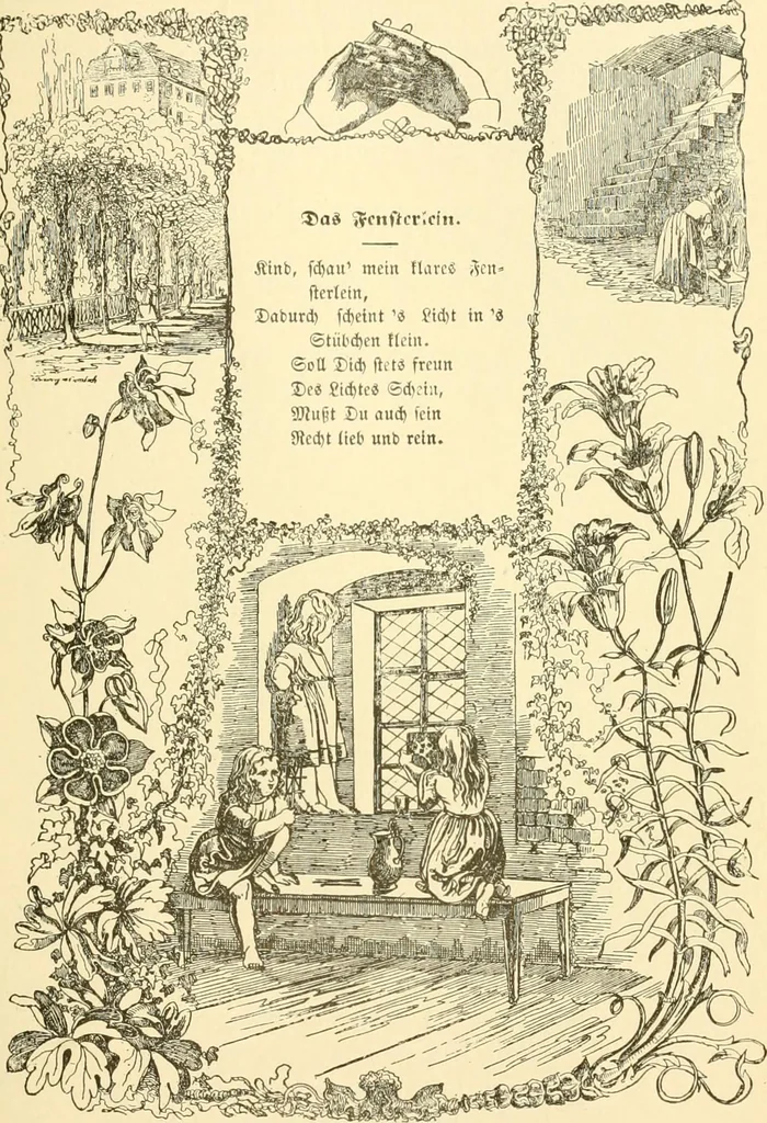 An illustration from The songs and music of Friedrich Froebel's Mother play (Mutter und kose lieder), 1901, leaf 116
