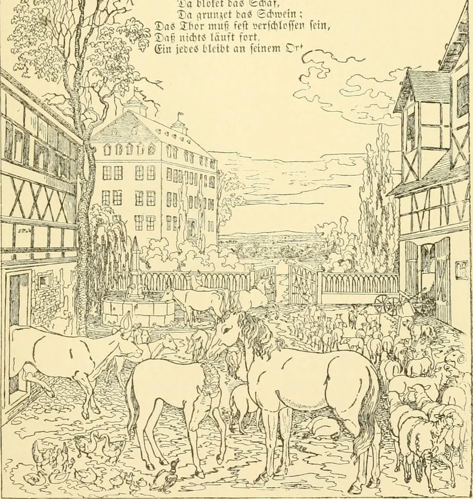 An illustration from The songs and music of Friedrich Froebel's Mother play (Mutter und kose lieder), 1901, leaf 132