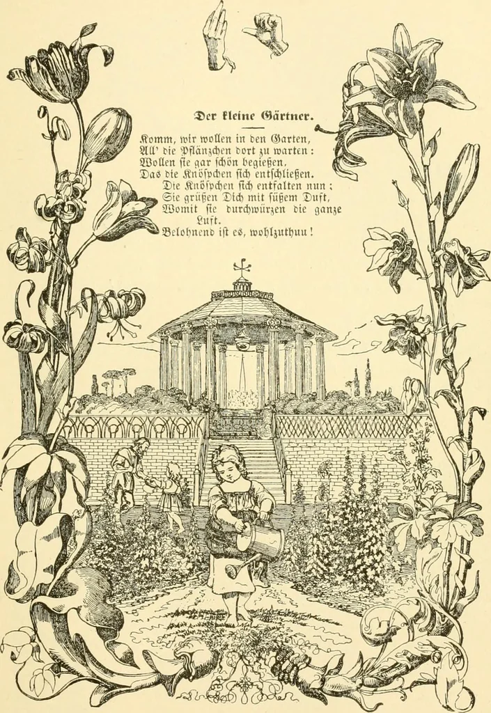 An illustration from The songs and music of Friedrich Froebel's Mother play (Mutter und kose lieder), 1901, leaf 138