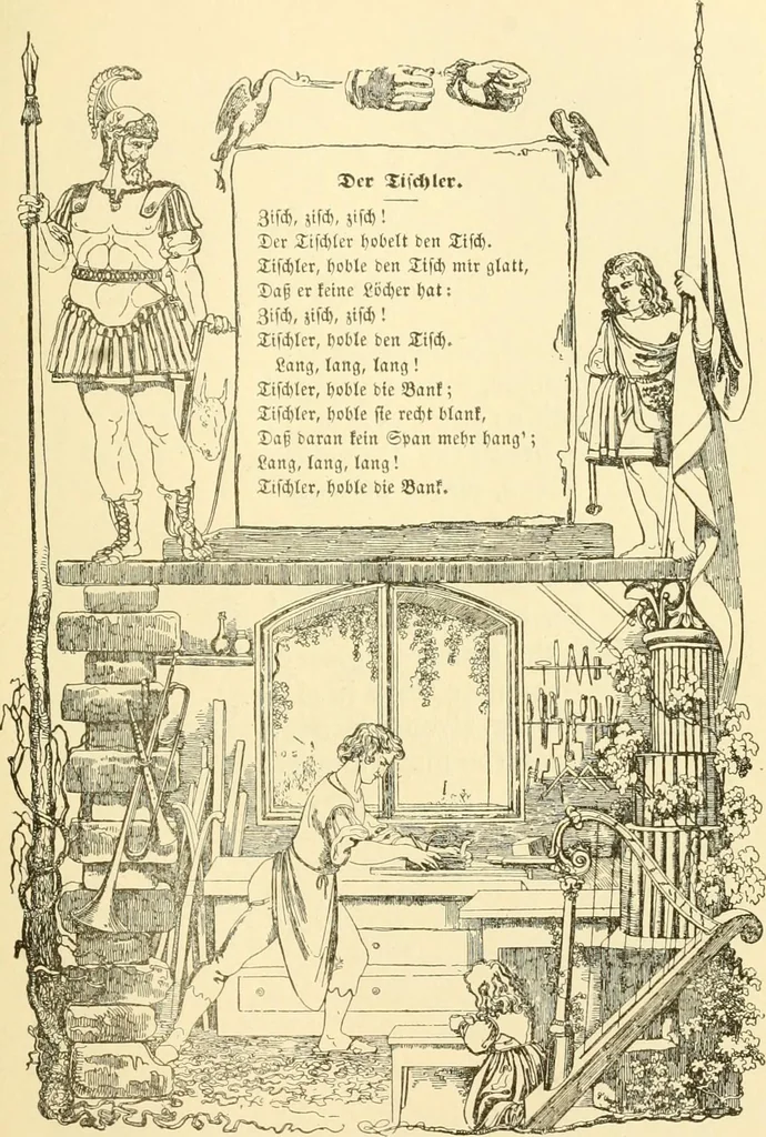 An illustration from The songs and music of Friedrich Froebel's Mother play (Mutter und kose lieder), 1901, leaf 144
