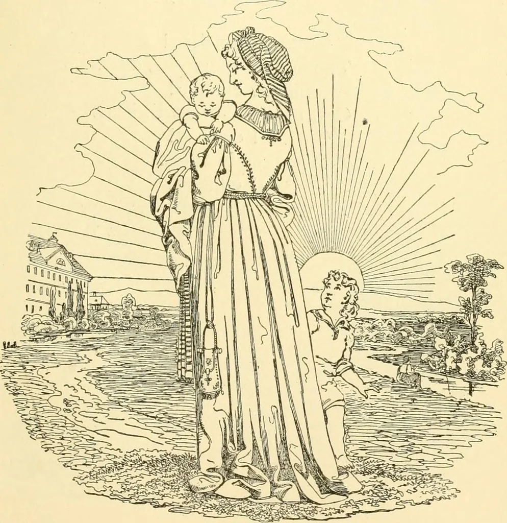 An illustration from The songs and music of Friedrich Froebel's Mother play (Mutter und kose lieder), 1901, leaf 158