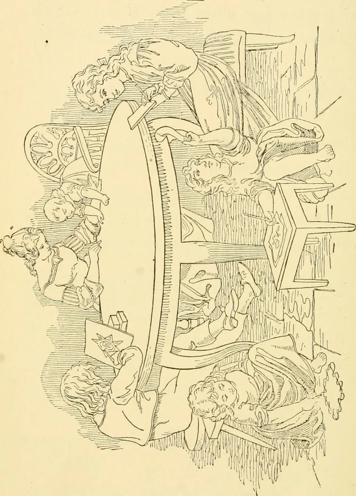 An illustration from The songs and music of Friedrich Froebel's Mother play (Mutter und kose lieder), 1901, leaf 179