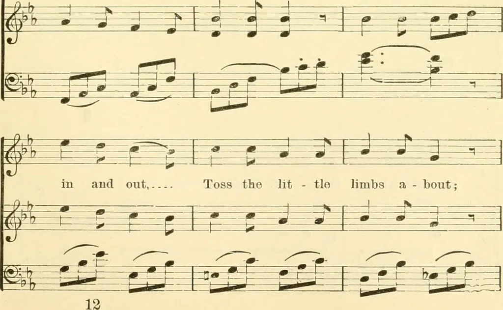 An illustration from The songs and music of Friedrich Froebel's Mother play (Mutter und kose lieder), 1901, leaf 182