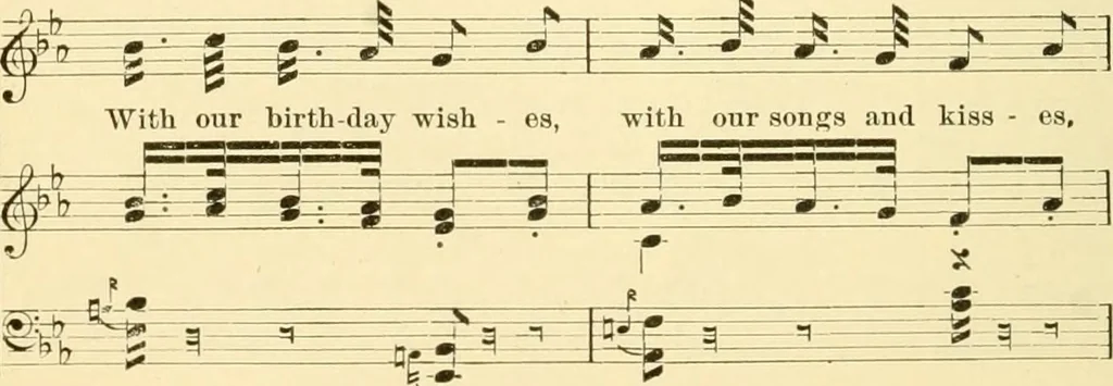 An illustration from The songs and music of Friedrich Froebel's Mother play (Mutter und kose lieder), 1901, leaf 221