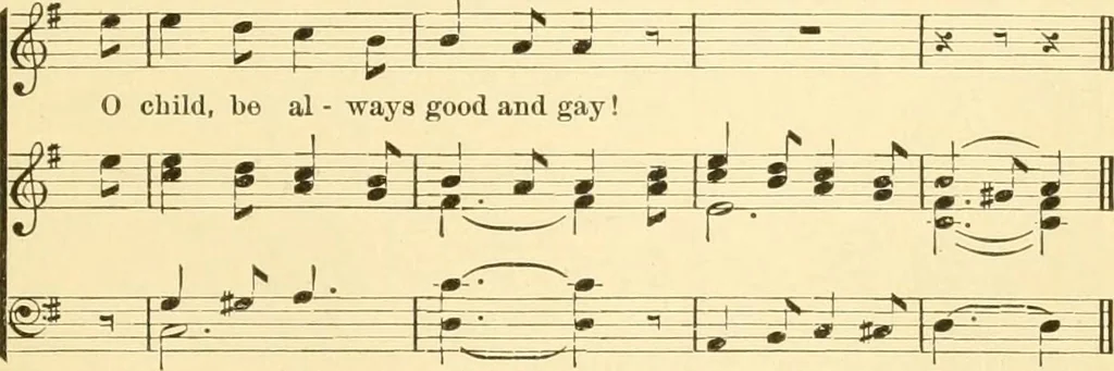 An illustration from The songs and music of Friedrich Froebel's Mother play (Mutter und kose lieder), 1901, leaf 272