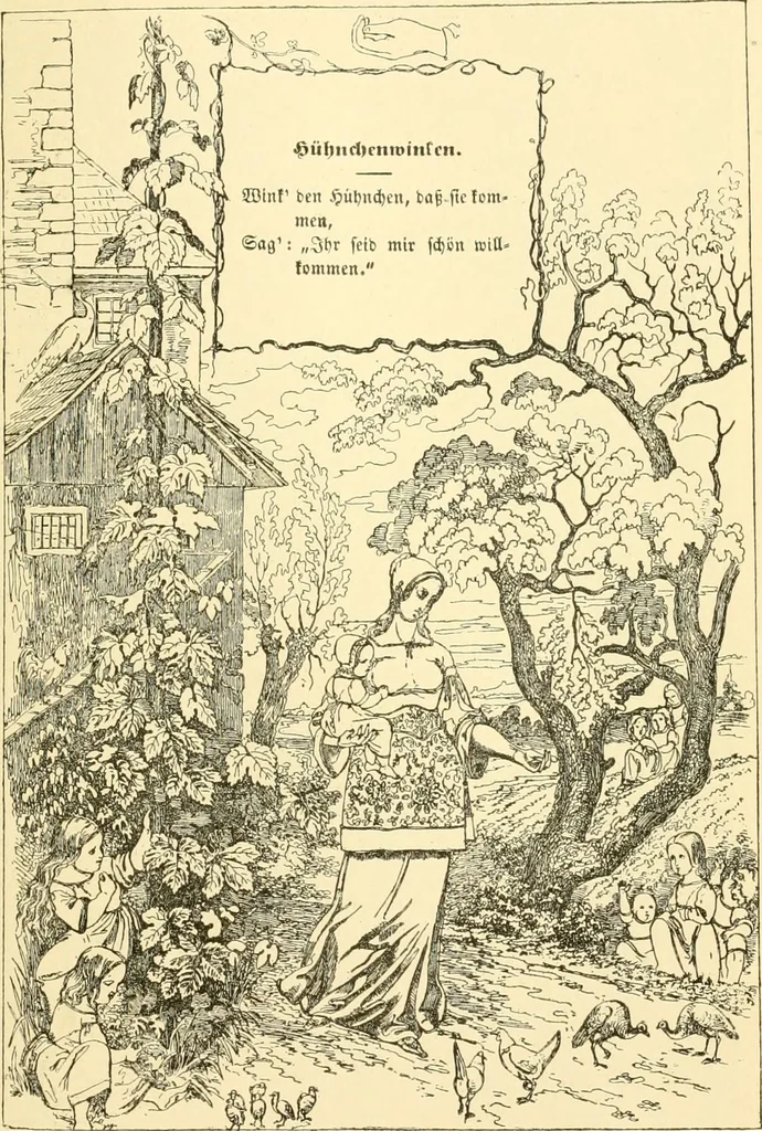 An illustration from The songs and music of Friedrich Froebel's Mother play (Mutter und kose lieder), 1901, leaf 46