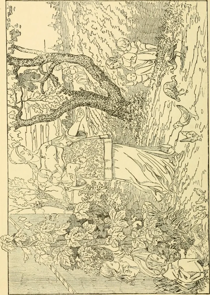 An illustration from The songs and music of Friedrich Froebel's Mother play (Mutter und kose lieder), 1901, leaf 47