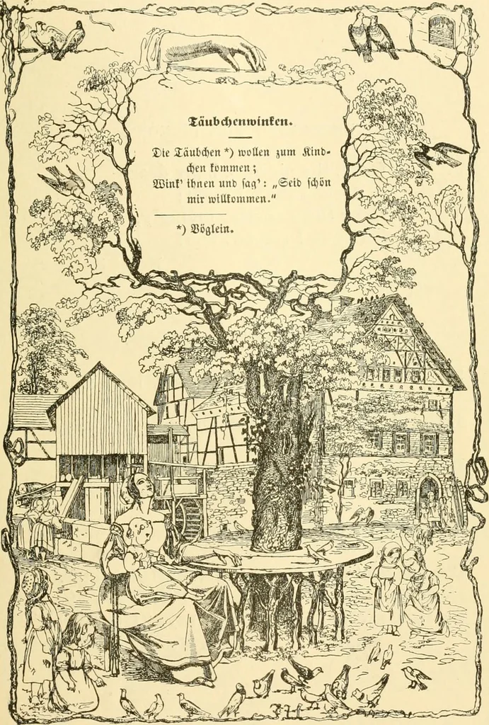 An illustration from The songs and music of Friedrich Froebel's Mother play (Mutter und kose lieder), 1901, leaf 48