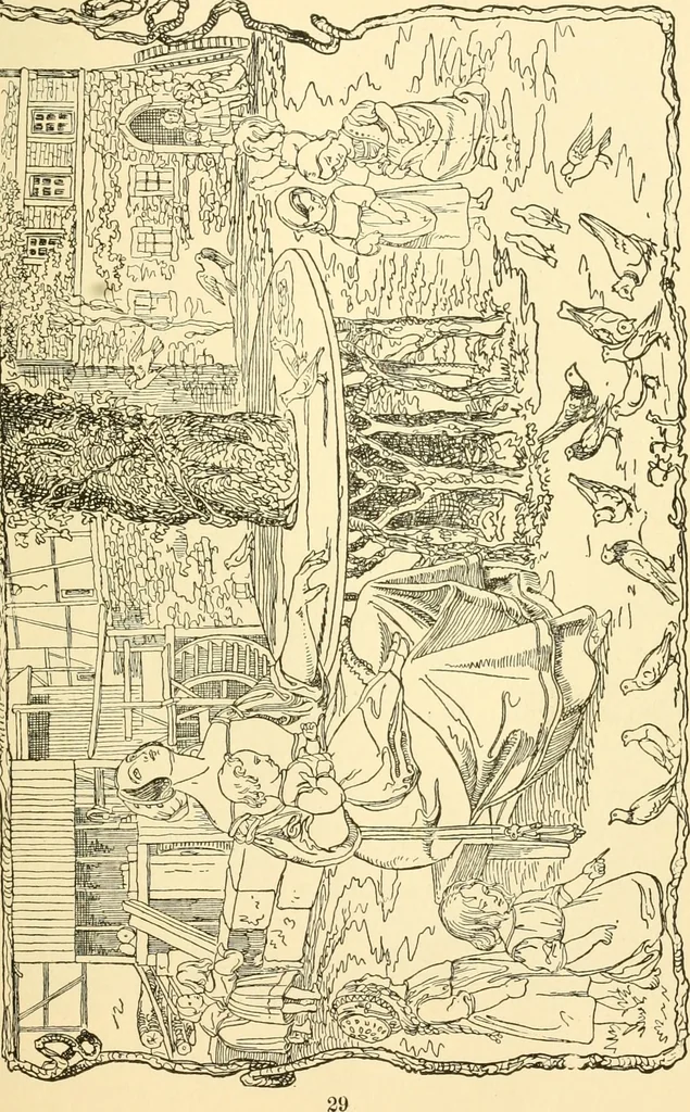 An illustration from The songs and music of Friedrich Froebel's Mother play (Mutter und kose lieder), 1901, leaf 50
