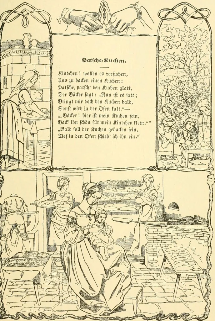 An illustration from The songs and music of Friedrich Froebel's Mother play (Mutter und kose lieder), 1901, leaf 56