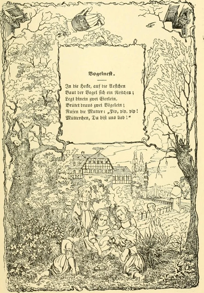 An illustration from The songs and music of Friedrich Froebel's Mother play (Mutter und kose lieder), 1901, leaf 60
