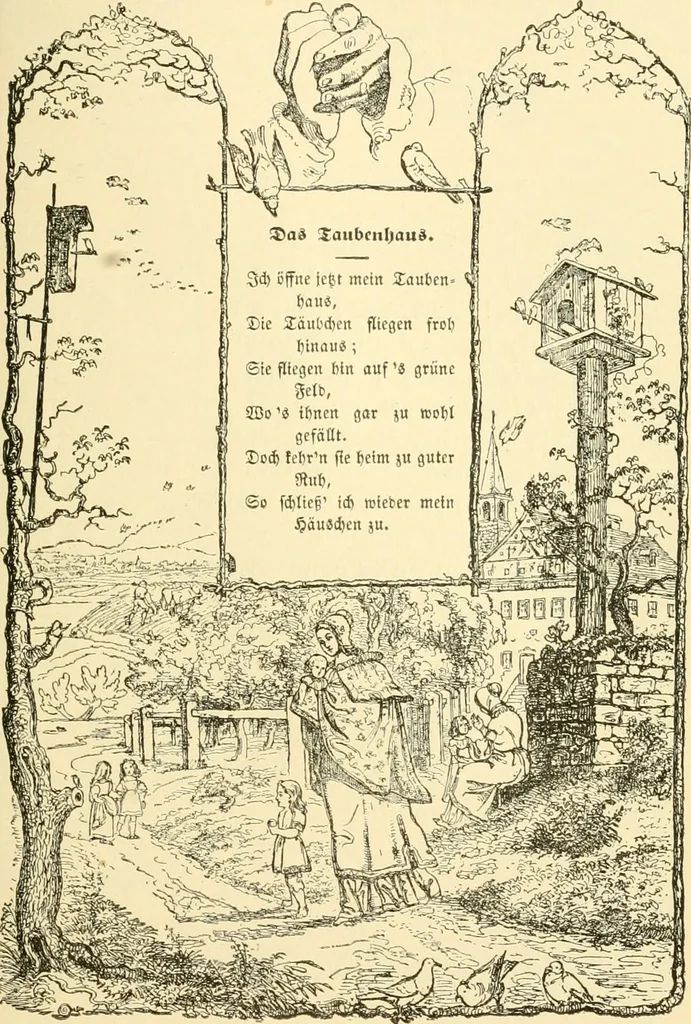 An illustration from The songs and music of Friedrich Froebel's Mother play (Mutter und kose lieder), 1901, leaf 66