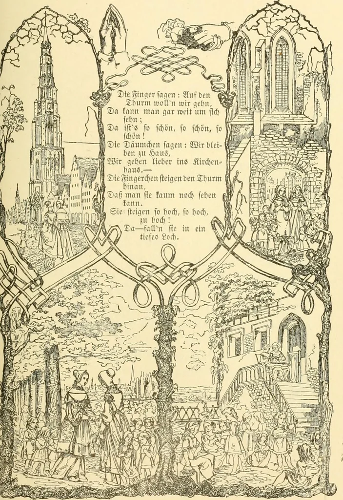 An illustration from The songs and music of Friedrich Froebel's Mother play (Mutter und kose lieder), 1901, leaf 88