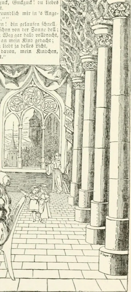 An illustration from The Songs and music of Friedrich Froebel's Mother play : (Mutter und kose lieder) : songs newly translated and furnished with new music, 1895, leaf 114