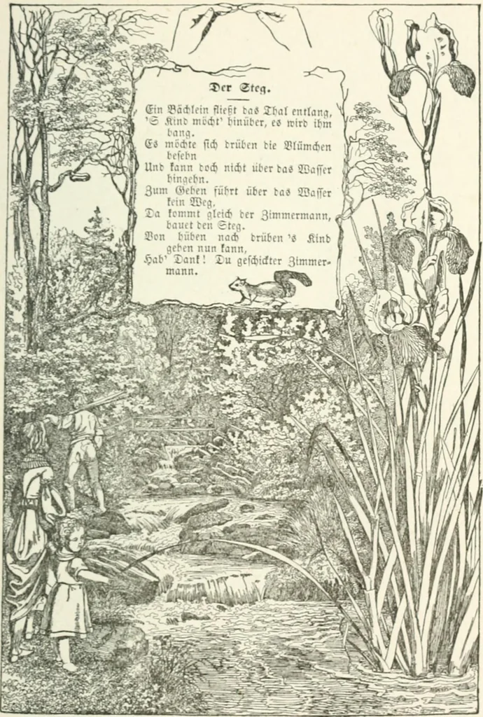 An illustration from The Songs and music of Friedrich Froebel's Mother play : (Mutter und kose lieder) : songs newly translated and furnished with new music, 1895, leaf 124