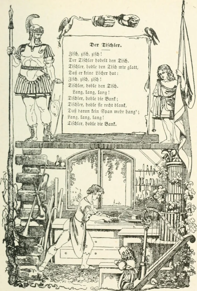 An illustration from The Songs and music of Friedrich Froebel's Mother play : (Mutter und kose lieder) : songs newly translated and furnished with new music, 1895, leaf 140