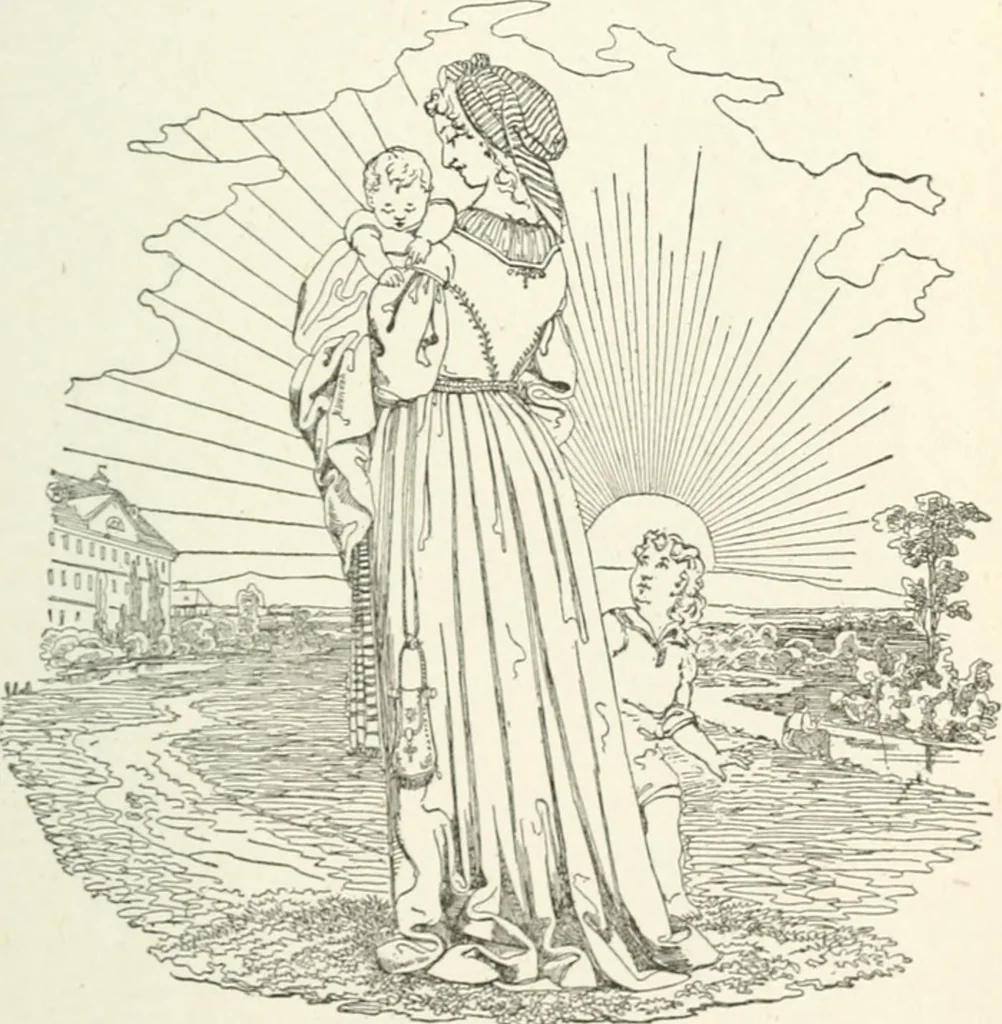 An illustration from The Songs and music of Friedrich Froebel's Mother play : (Mutter und kose lieder) : songs newly translated and furnished with new music, 1895, leaf 154