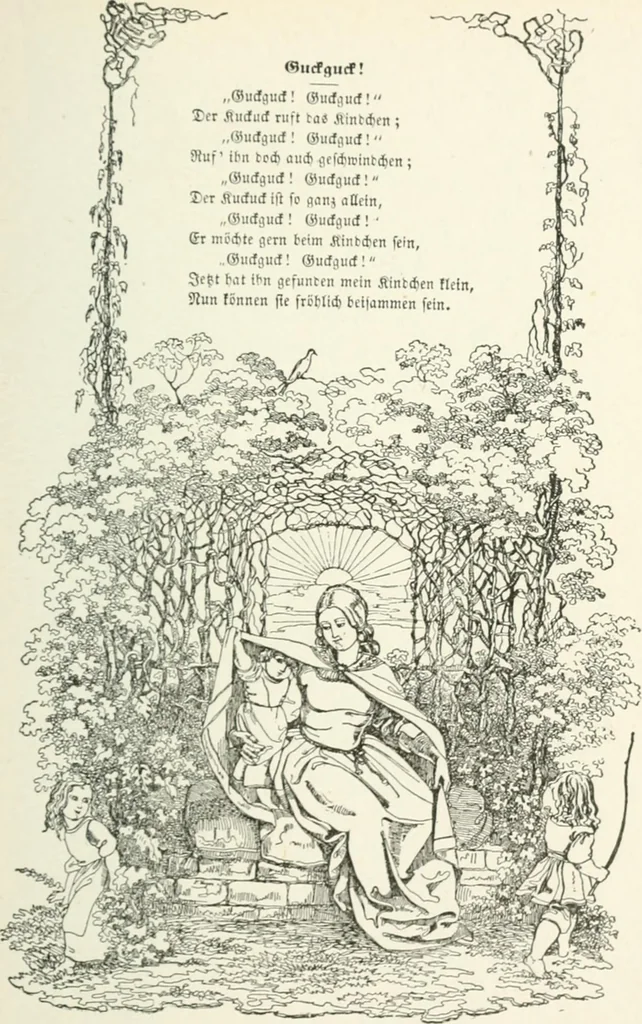 An illustration from The Songs and music of Friedrich Froebel's Mother play : (Mutter und kose lieder) : songs newly translated and furnished with new music, 1895, leaf 156