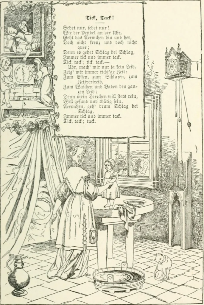 An illustration from The Songs and music of Friedrich Froebel's Mother play : (Mutter und kose lieder) : songs newly translated and furnished with new music, 1895, leaf 34