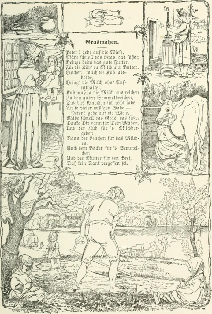 An illustration from The Songs and music of Friedrich Froebel's Mother play : (Mutter und kose lieder) : songs newly translated and furnished with new music, 1895, leaf 36