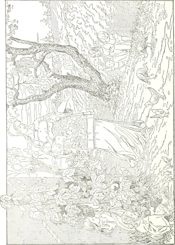 An illustration from The Songs and music of Friedrich Froebel's Mother play : (Mutter und kose lieder) : songs newly translated and furnished with new music, 1895, leaf 43